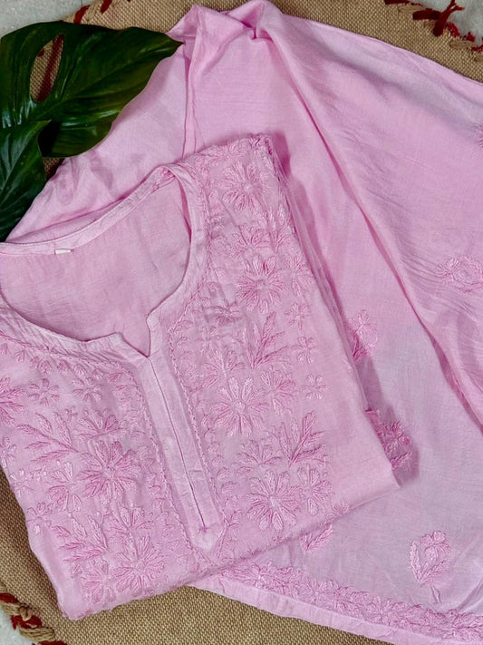 Zeenat Pink-Muslin Kurta Set