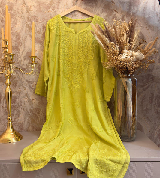 Zeenat Lime green-Muslin Kurta Set