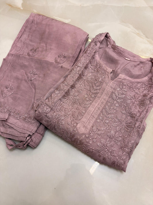 Zeenat Mauve-Muslin Kurta Set