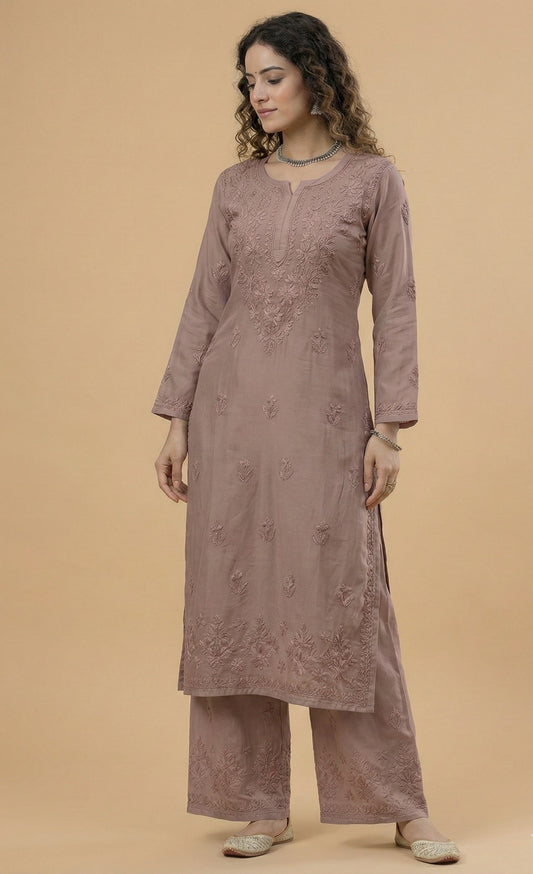 Zeenat Mauve-Muslin Kurta Set