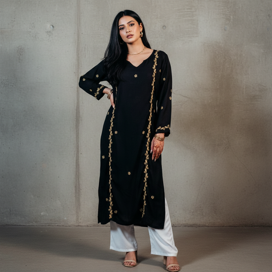 Siyah Chikankari Modal Black Kurti