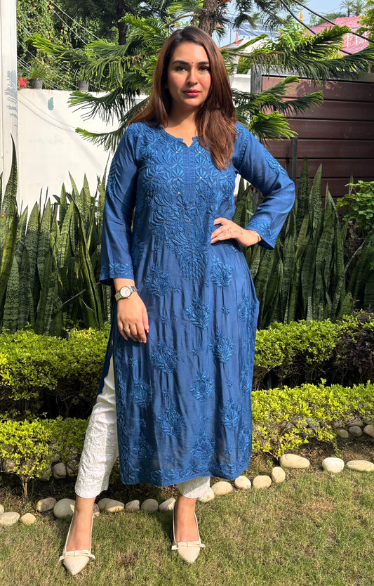 Noor Muslin Chikankari Mukaish Kurti