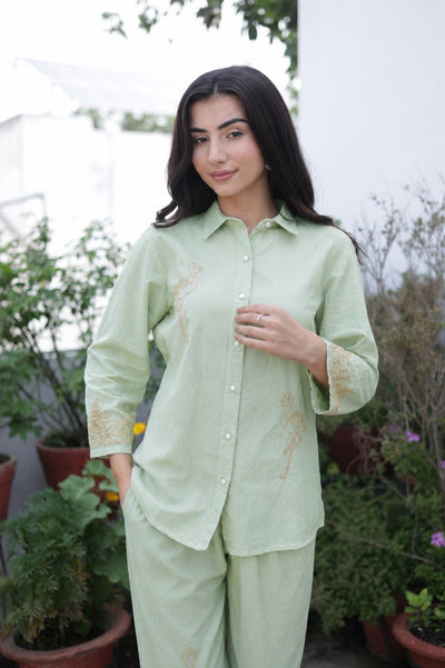 Inayat Cotton Linen Sage Green Co-ord Set