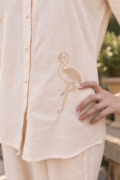 Inayat Chikankari Cotton Linen Soft Ivory Co-ord Set