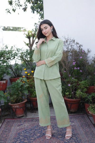 Inayat Cotton Linen Sage Green Co-ord Set