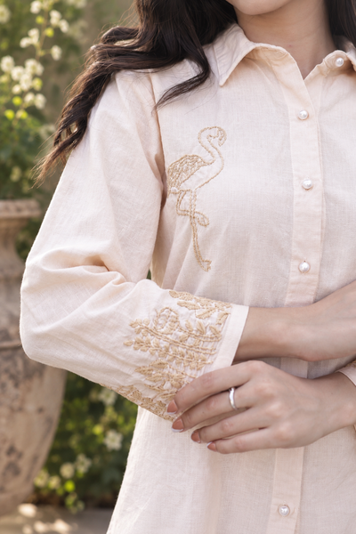 Inayat Chikankari Cotton Linen Soft Ivory Co-ord Set