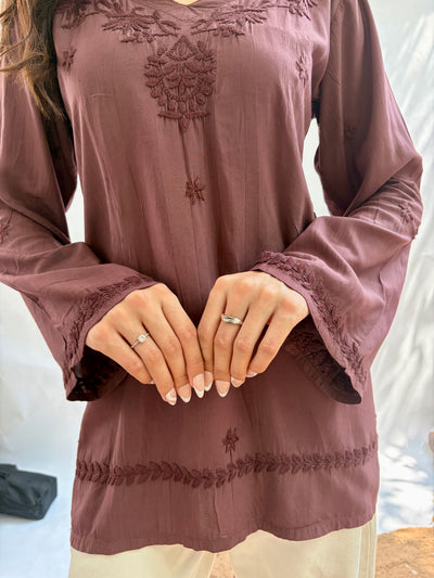 Zeenat Modal Cocoa Brown Short Kurti
