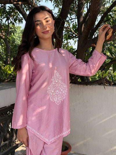 Gulzar Chanderi Blush Pink Co-ord Set