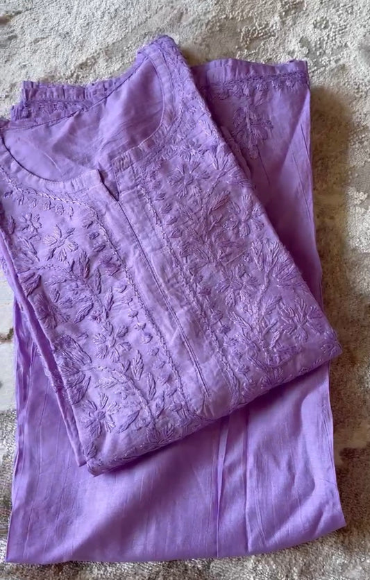 Rehaab Lavender-Chanderi Kurta Set