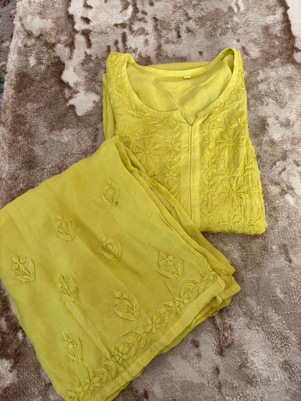 Zeenat Lime green-Muslin Kurta Set