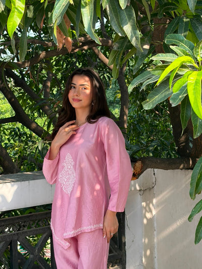 Gulzar Chanderi Blush Pink Co-ord Set