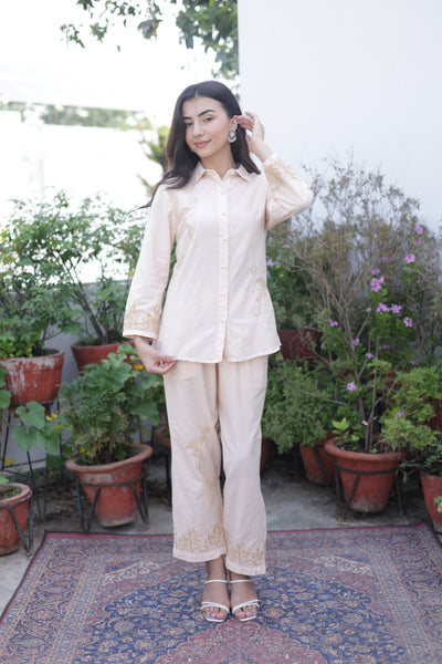 Inayat Cotton Linen Soft Ivory Co-ord Set