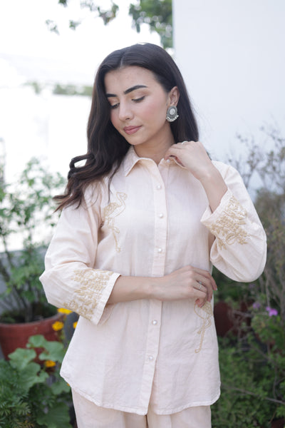 Inayat Cotton Linen Soft Ivory Co-ord Set