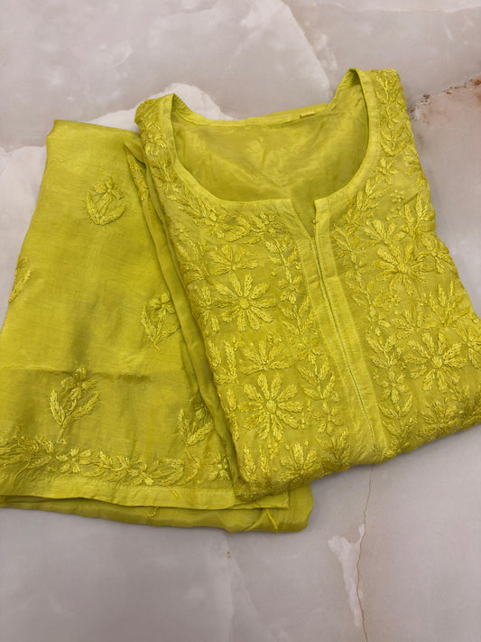 Zeenat Lime green-Muslin Kurta Set