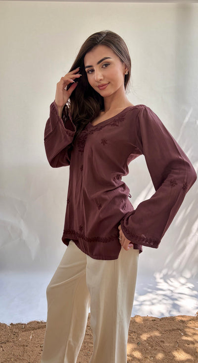 Zeenat Modal Cocoa Brown Short Kurti