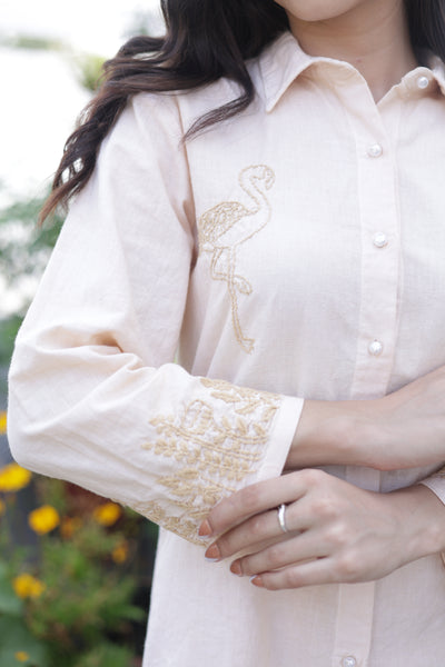 Inayat Cotton Linen Soft Ivory Co-ord Set