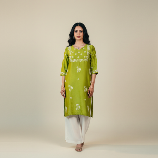 Mehar Chanderi Chikankari Kurti