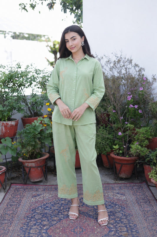 Inayat Cotton Linen Sage Green Co-ord Set