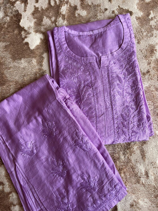 Rehaab Lavender-Chanderi Kurta Set