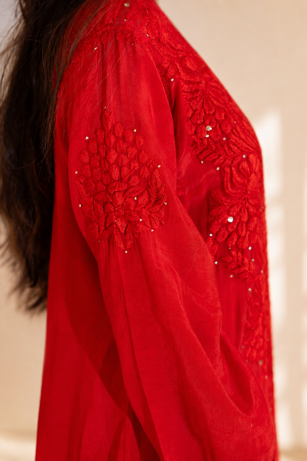 Red Muslin Kurti