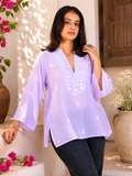 Riwayat Chikankari Lilac Chanderi Short Kurti