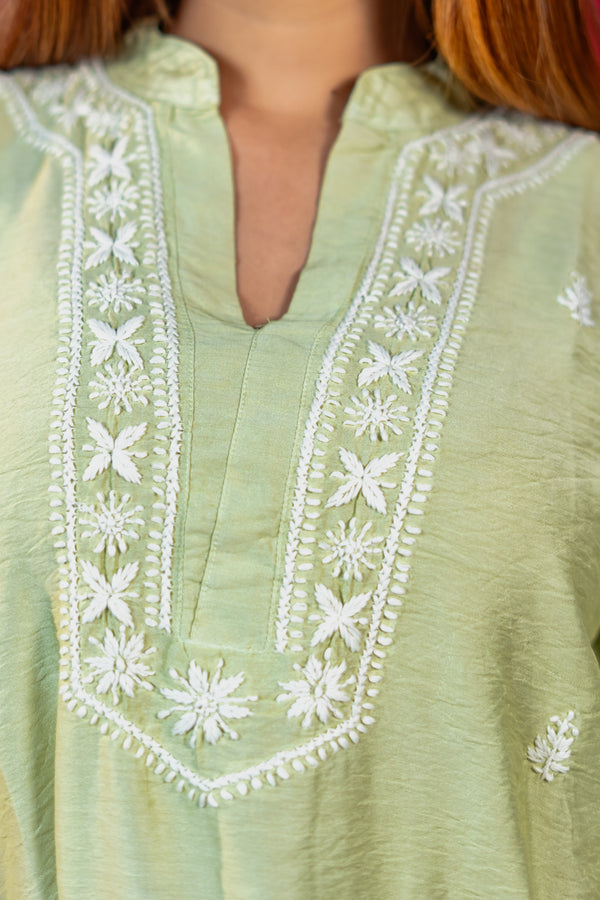 Light Green Chanderi Silk Shrt Kurta