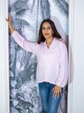 Nazakat Pink Chikankari Rayon Slub Shirt