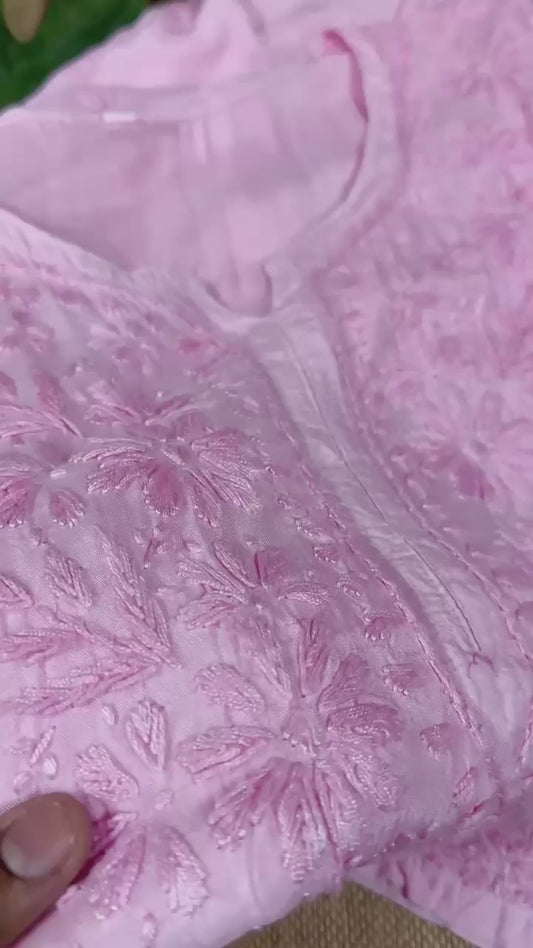 Zeenat Pink-Muslin Kurta Set